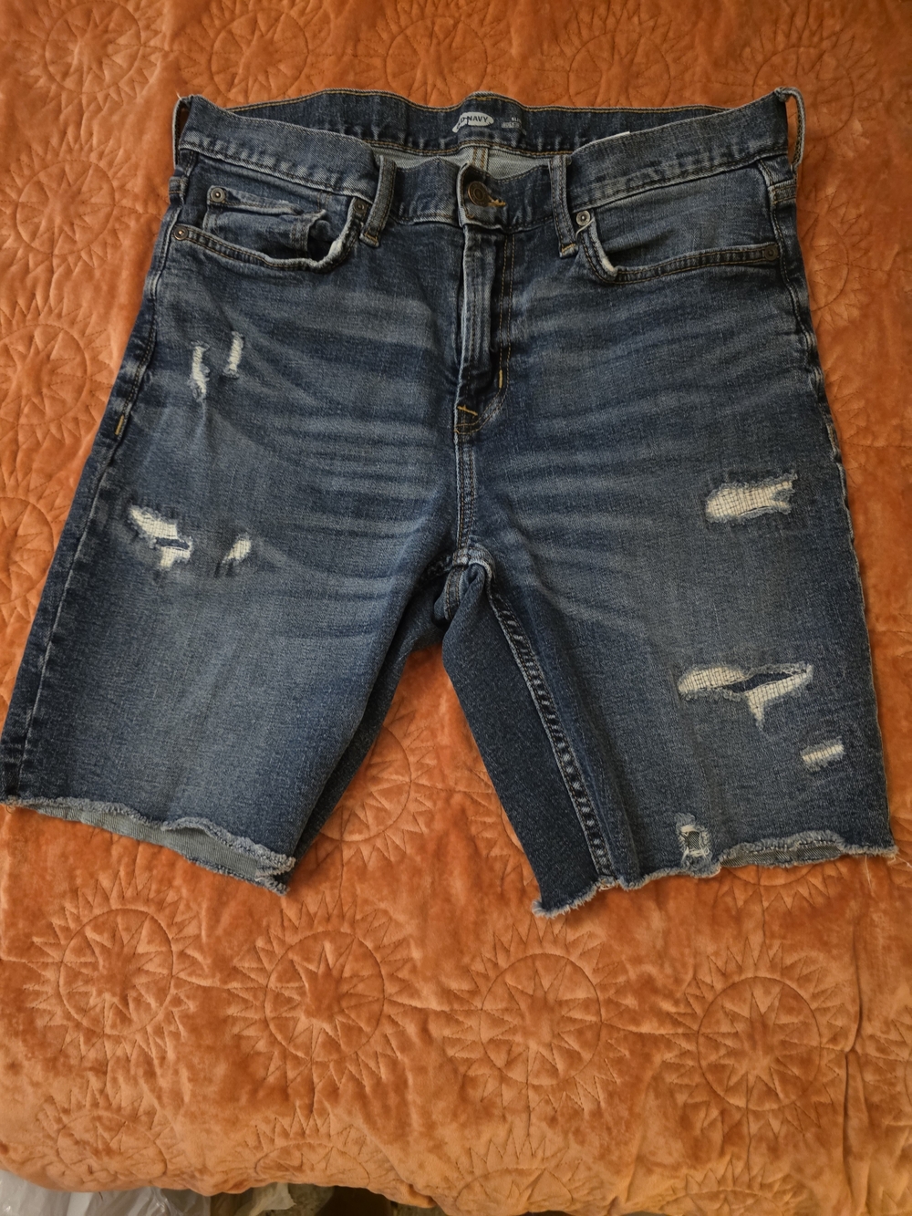 Old Navy Men's Blue Distressed Jean Shorts